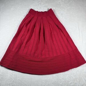 Maje Jubio Crochet Cut Out‎ Midi Skirt Red Pleated Womens Size 2